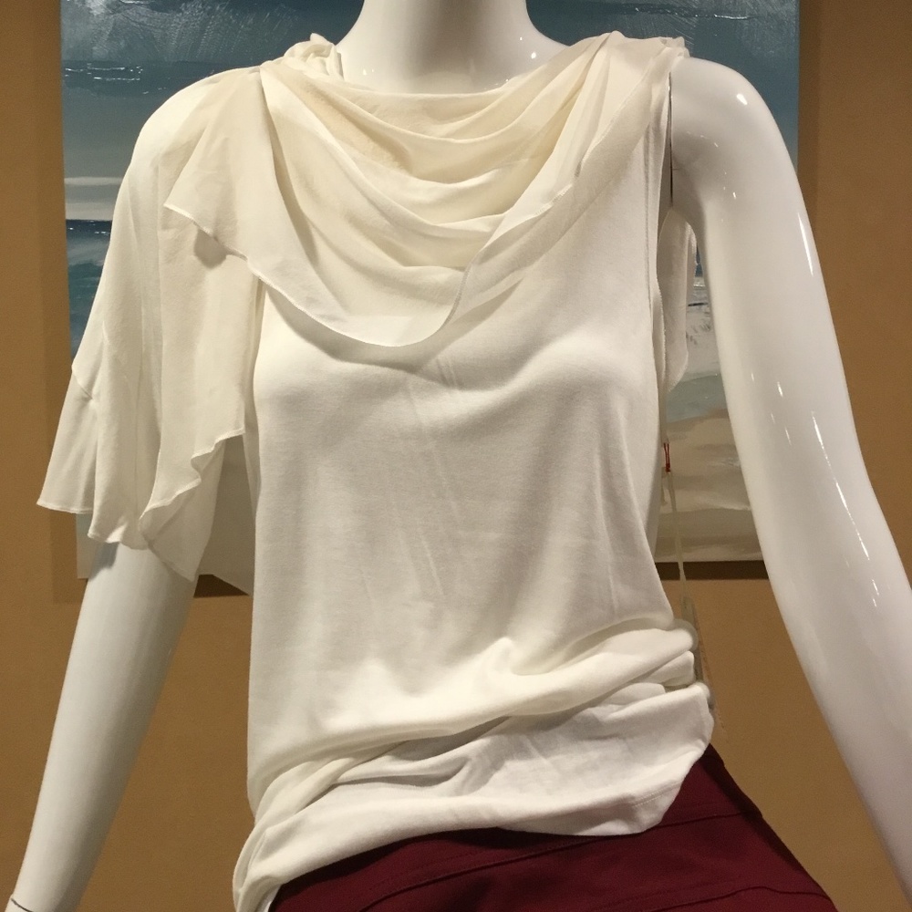 Alice + Olivia L ( 8 10 ) top blouse cream NWT